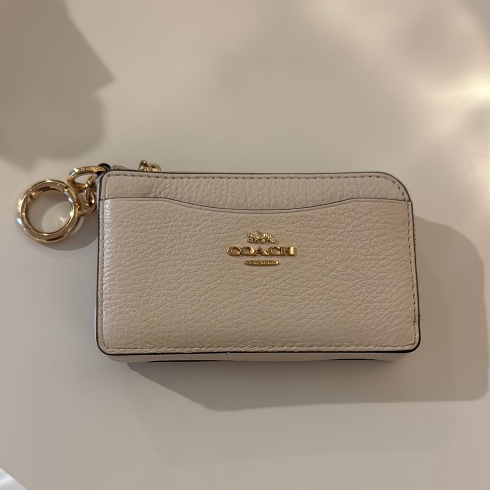Coach Cream and Gold Key & Card Holder